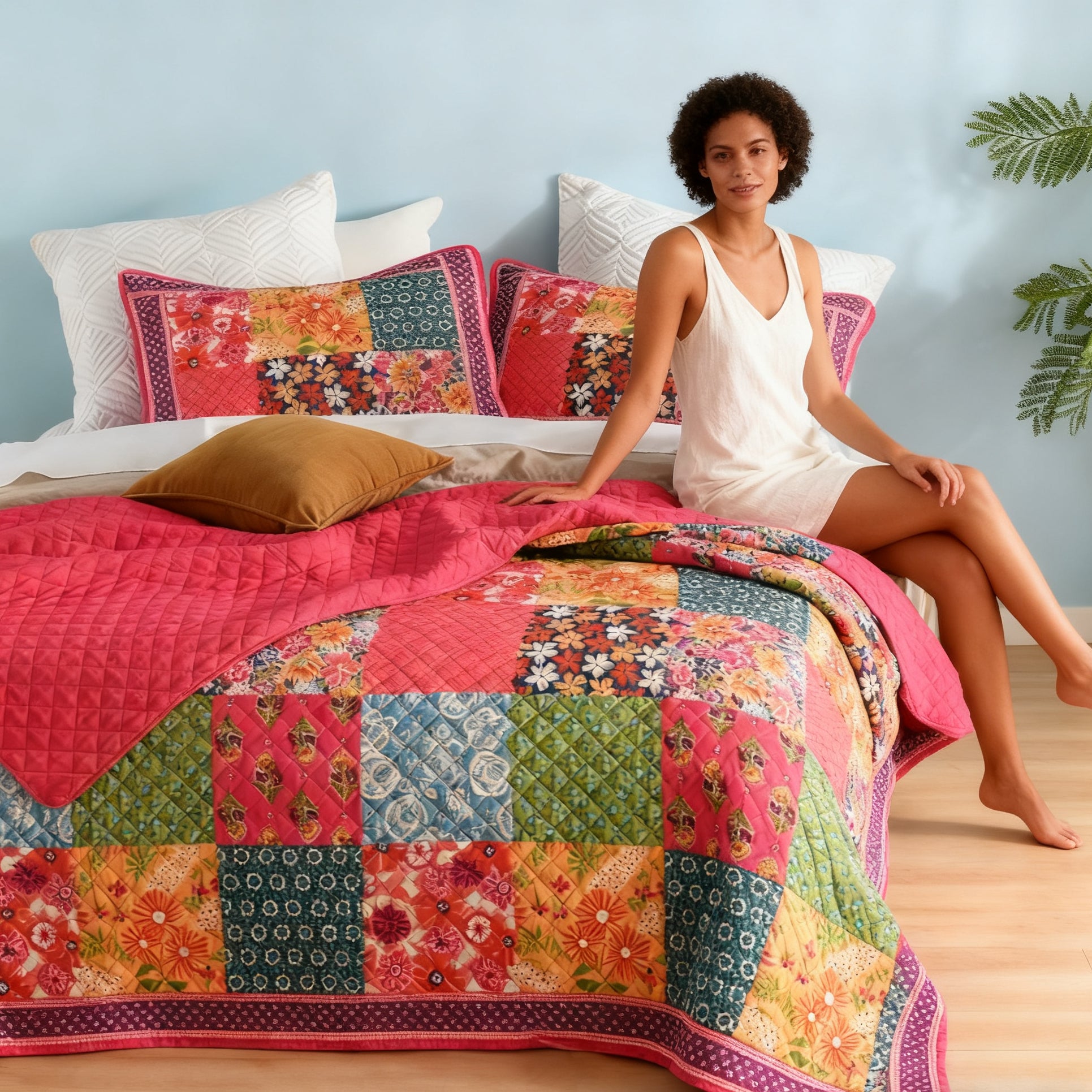 Vintage floral Quilt Set