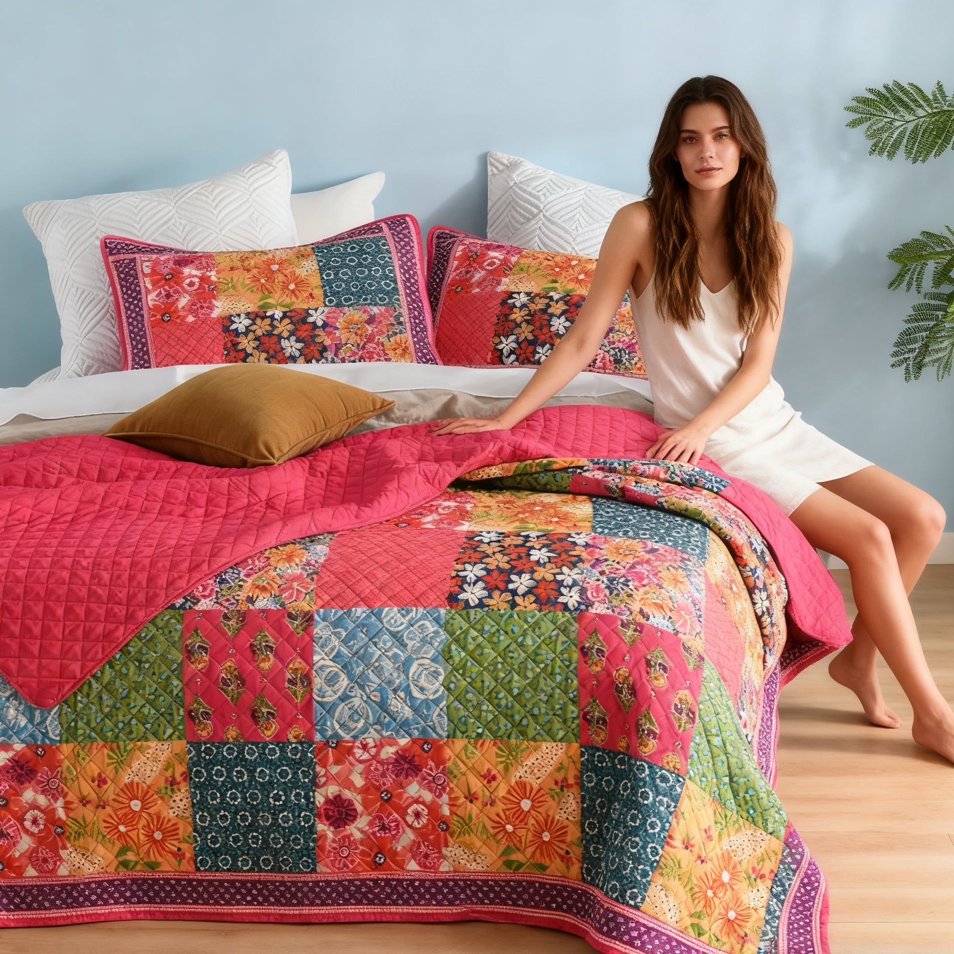 Vintage floral Quilt Set